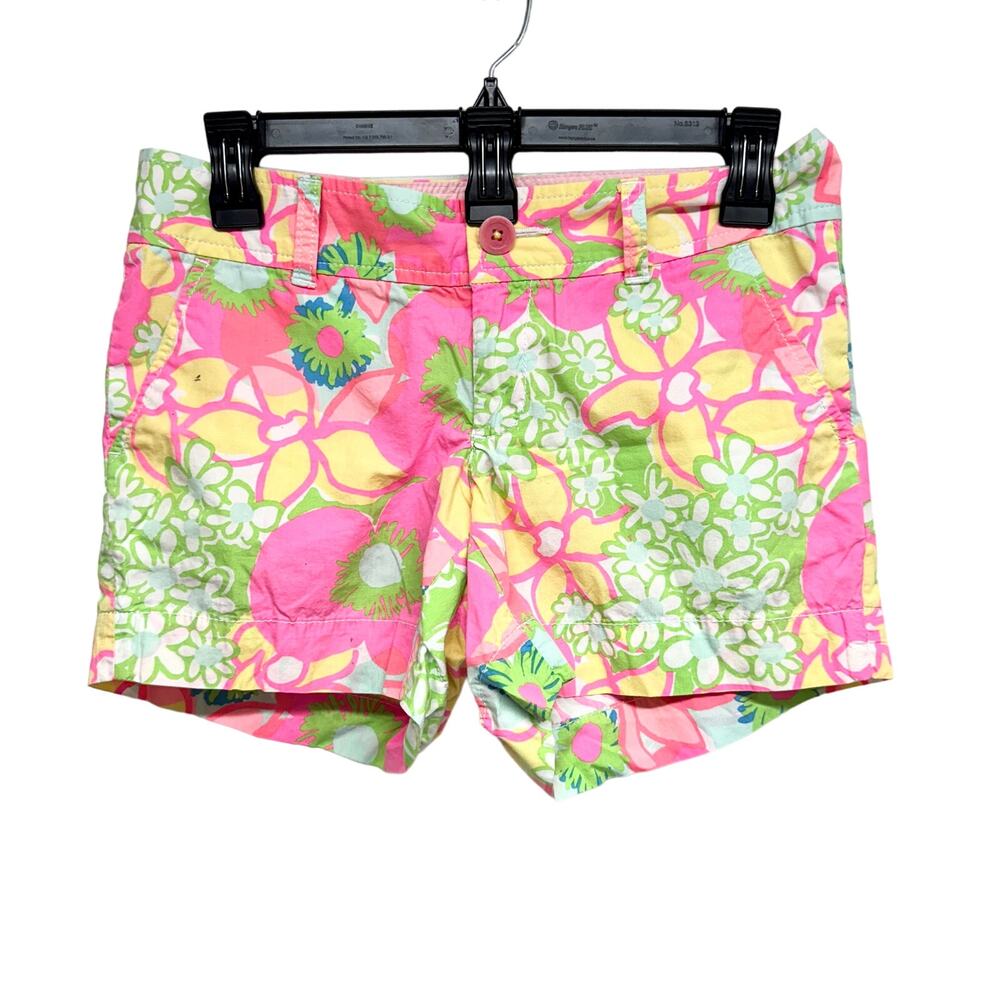 LILLY PULITZER Shorts Womens‎ Callahan Bright Floral Daisy Cotton Resort Beach 0